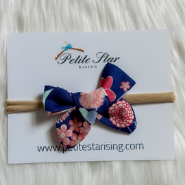 Dark Blue Floral Baby Headband